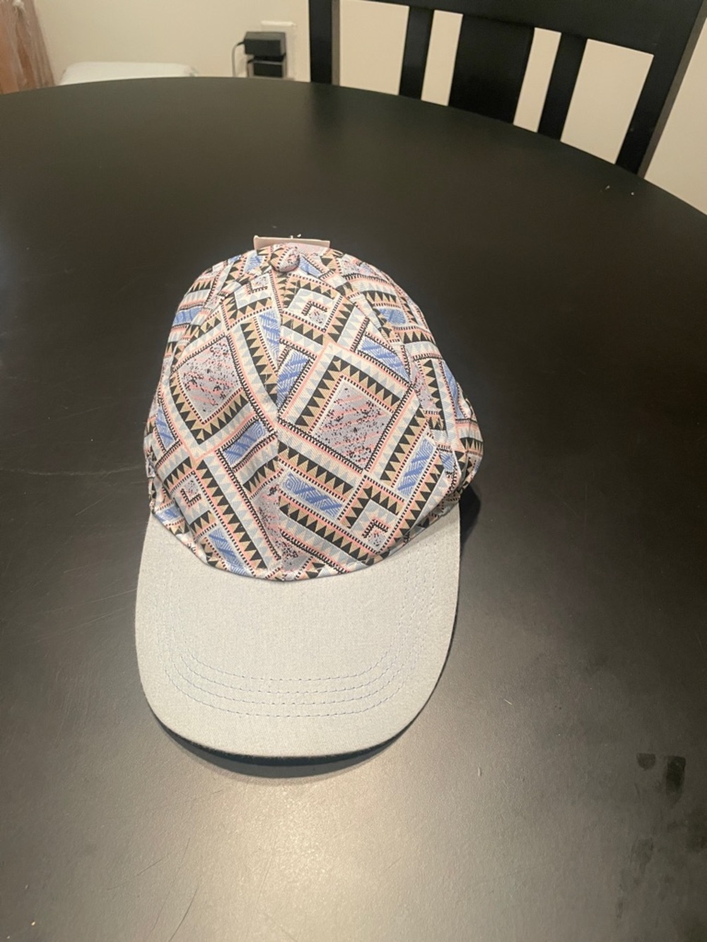 Patterned Baseball Cap in Pastel Blue and Beige by CottonOn